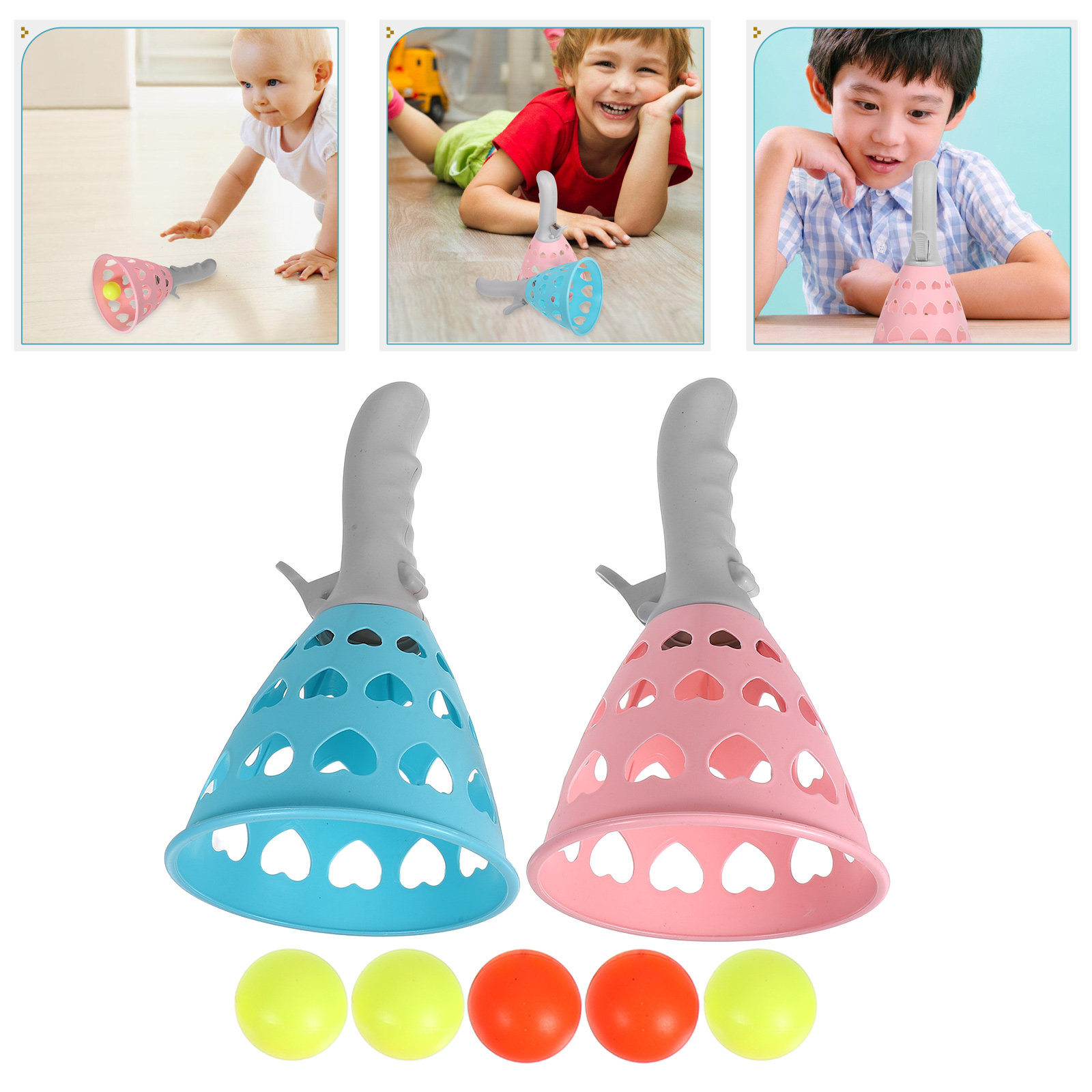 Kids Outdoor Yard Toys - 1Set Dual Player Catch Ball Game