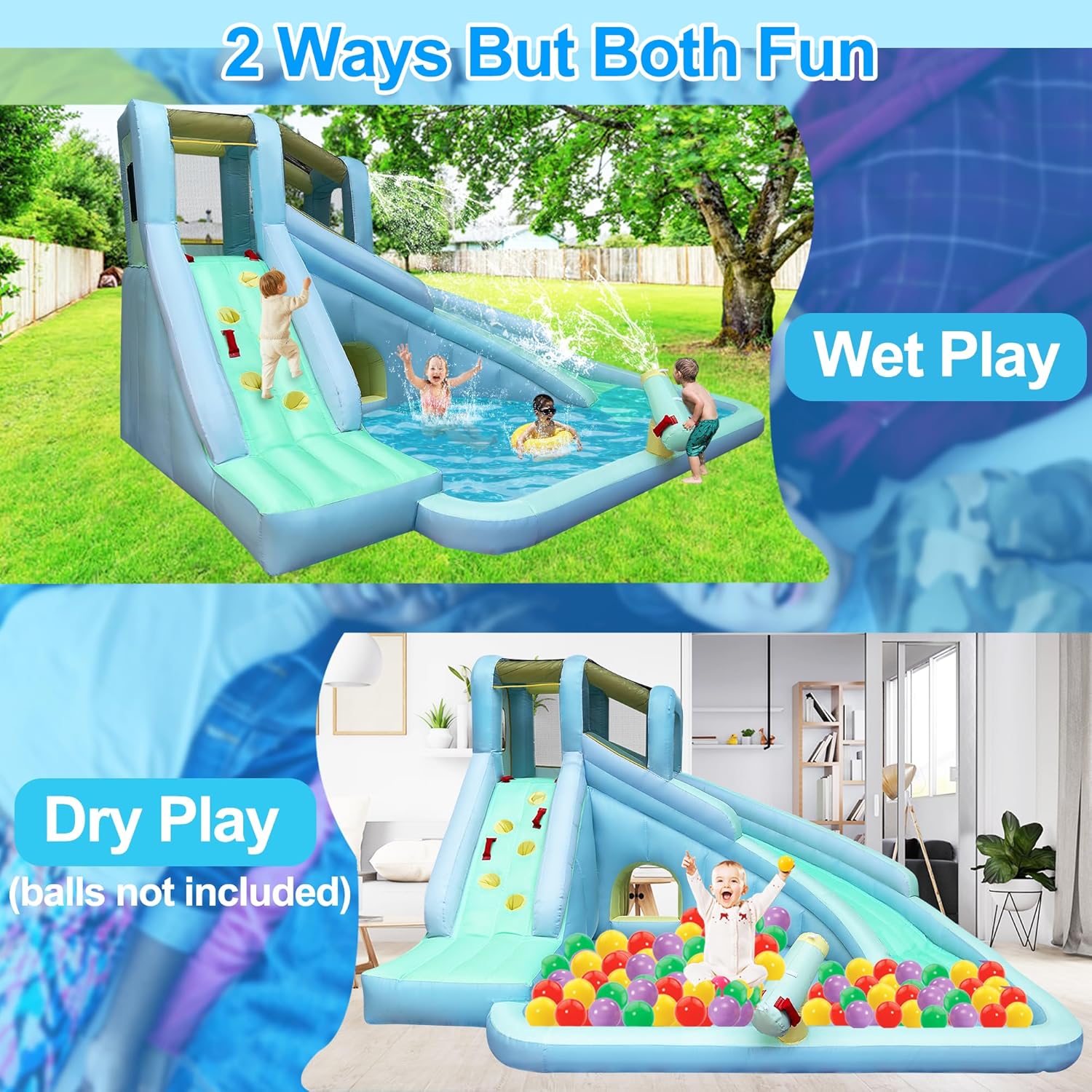 6-in-1 Inflatable Kids Bounce  - Kids Outdoor Inflatable Water Slide recension och pris