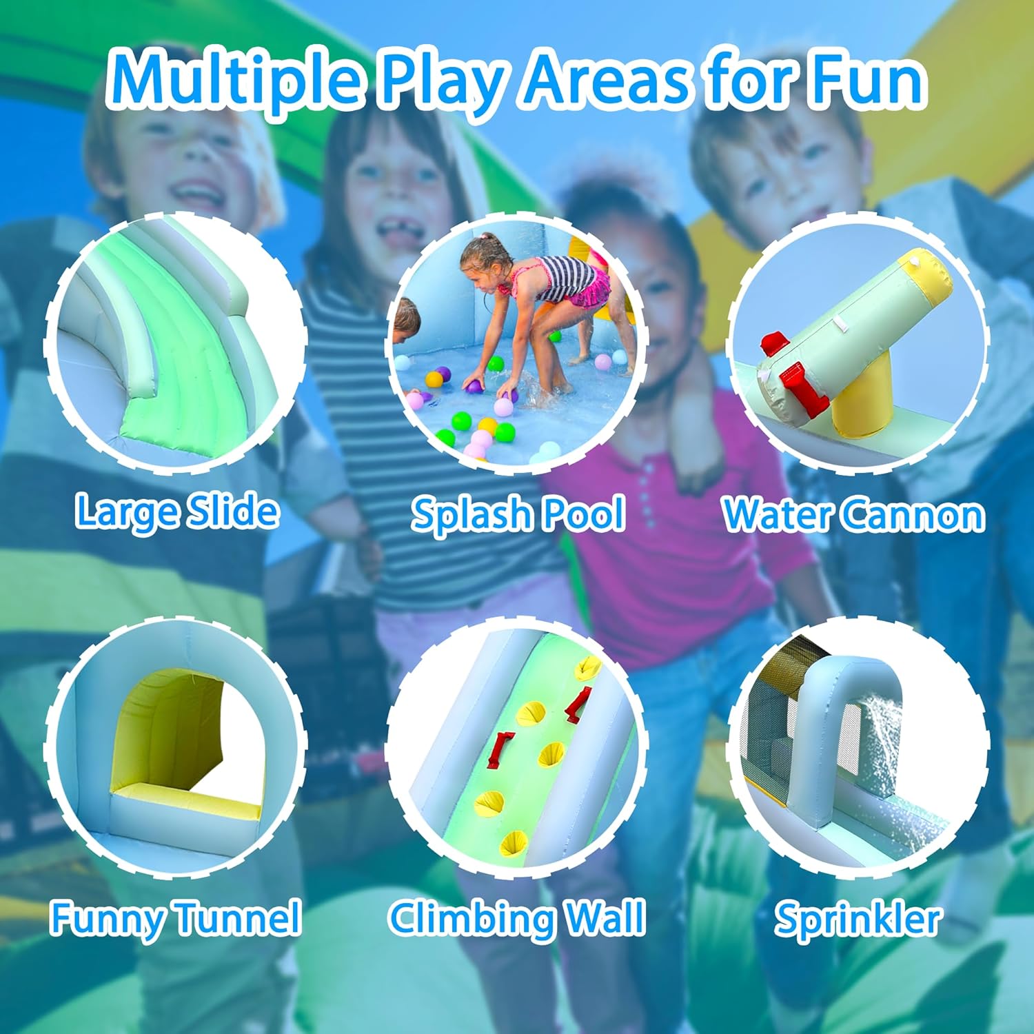 6-in-1 Inflatable Kids Bounce  - Kids Outdoor Inflatable Water Slide recension och pris