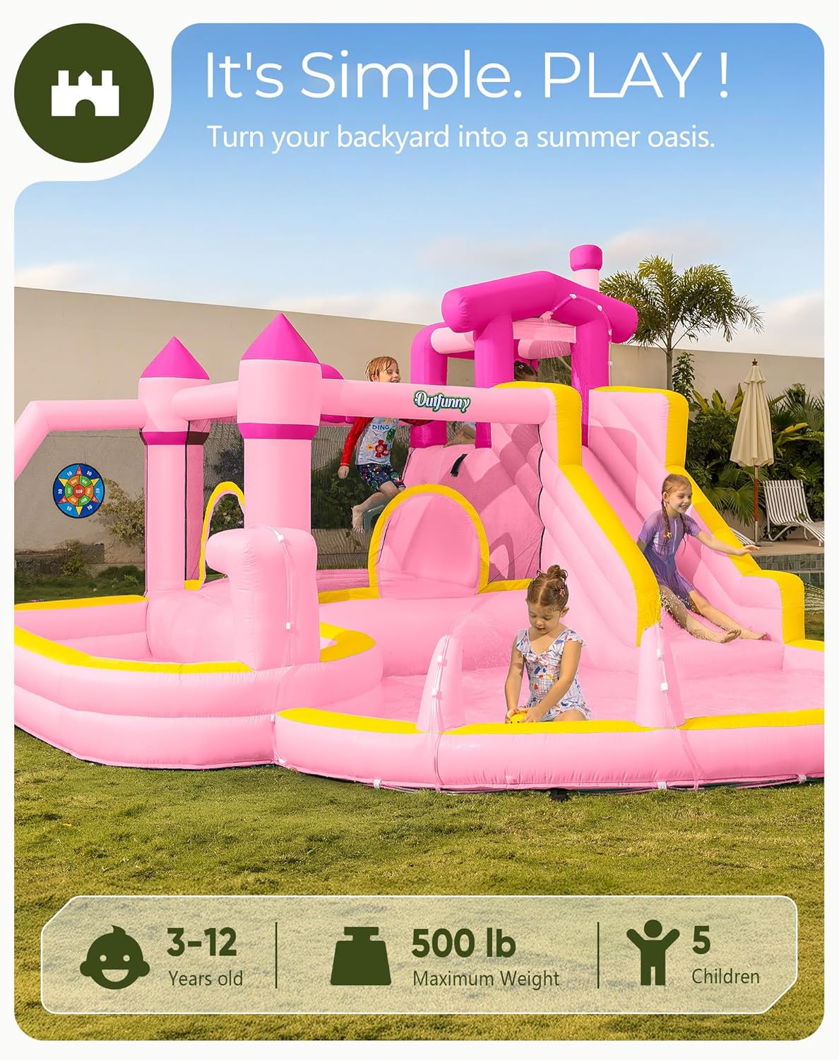 Pink Inflatable Water Slide Bo - Kids Outdoor Inflatable Water Slide recension och pris