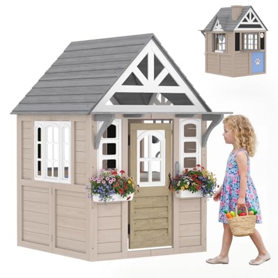 Outdoor wooden playhouse for k - Kids Outdoor Wooden Playhouse recension och pris