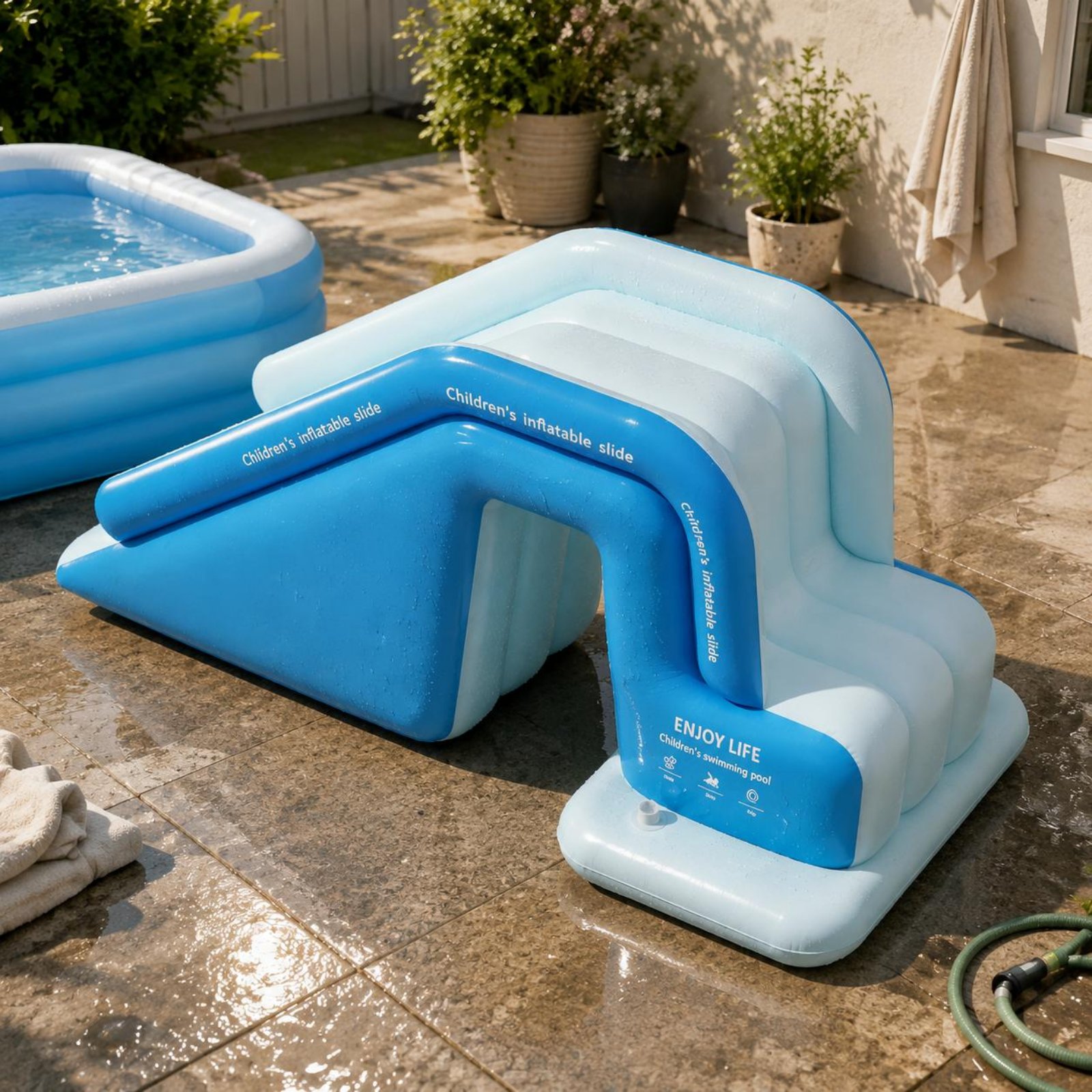 Inflatable Pool Slide Foldable - Kids Outdoor Inflatable Water Slide recension och pris
