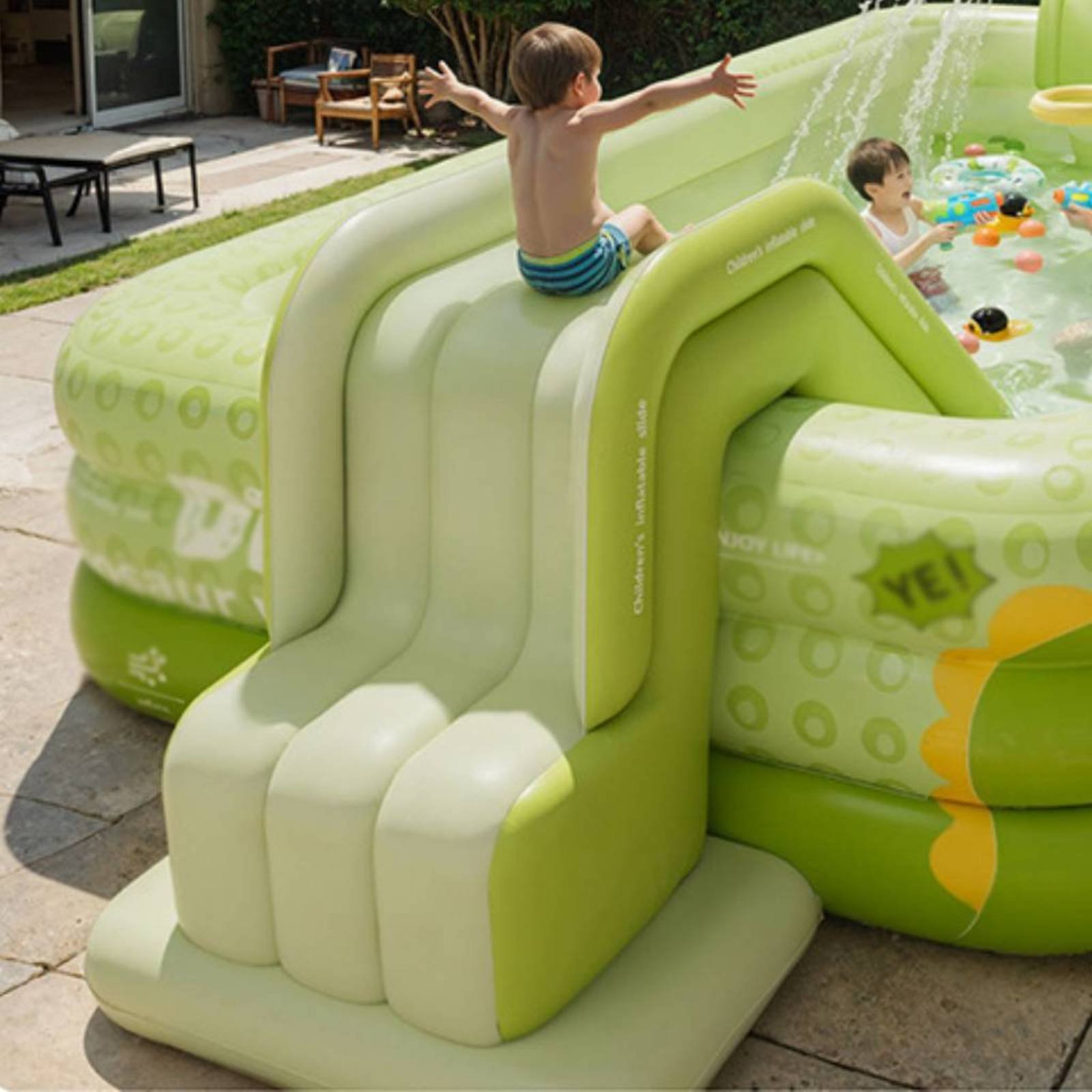 Inflatable Pool Slide Foldable - Kids Outdoor Inflatable Water Slide recension och pris