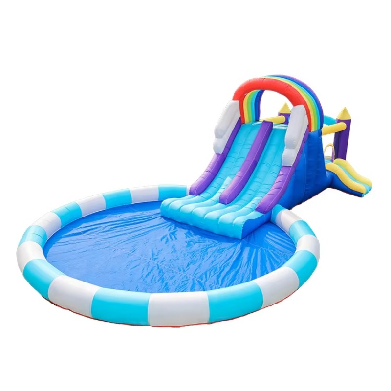 Giant Rainbow Inflatable Water - Kids Outdoor Inflatable Water Slide recension och pris