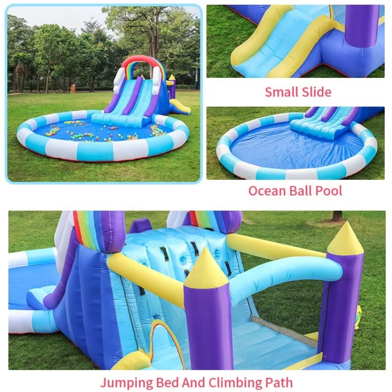 Giant Rainbow Inflatable Water - Kids Outdoor Inflatable Water Slide recension och pris