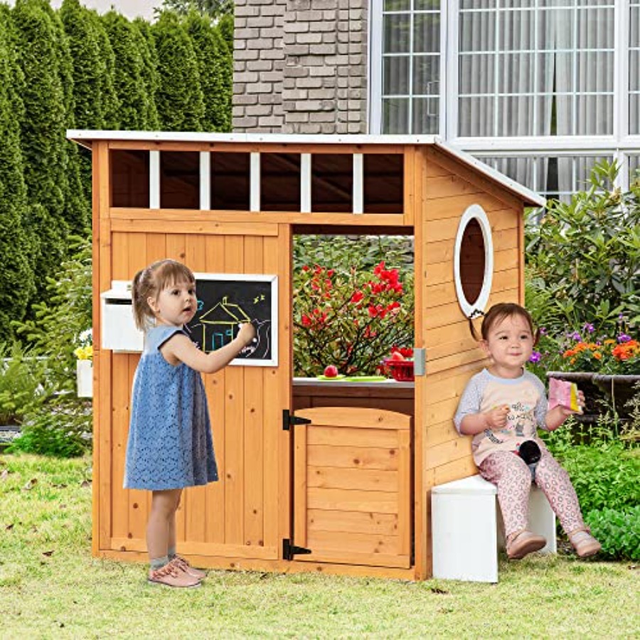 Outdoor Wooden Playhouse For K - Kids Outdoor Wooden Playhouse recension och pris
