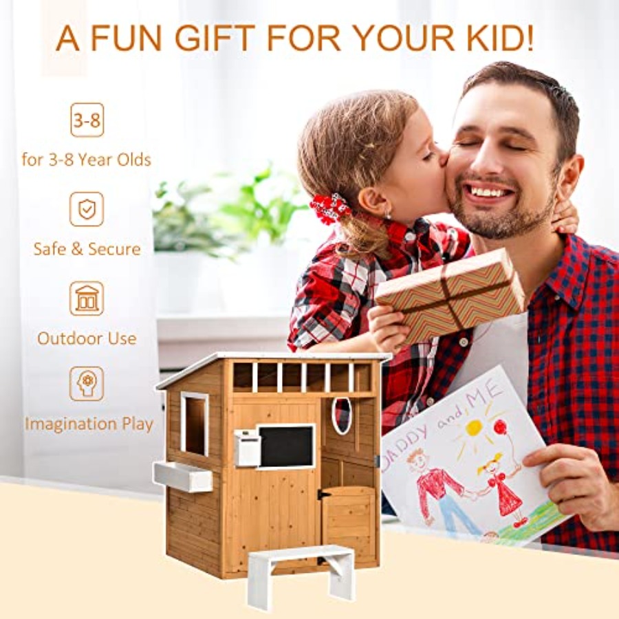 Outdoor Wooden Playhouse For K - Kids Outdoor Wooden Playhouse recension och pris