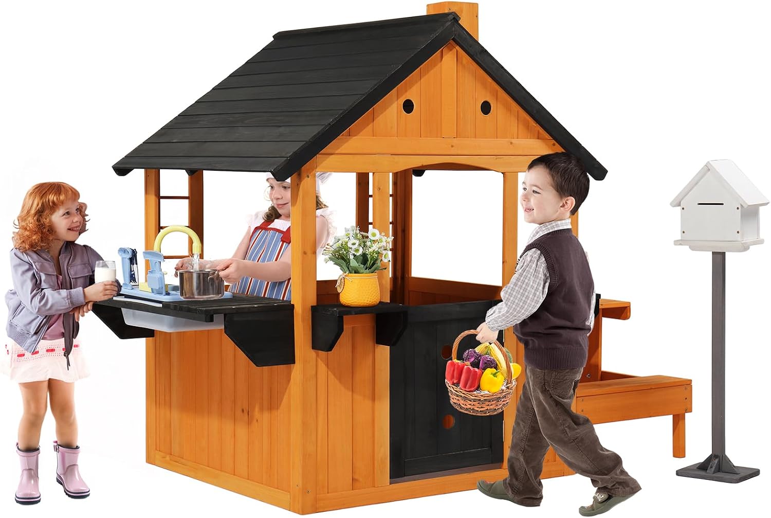 Kids Wooden Playhouse for Outd - Kids Outdoor Sink recension och pris