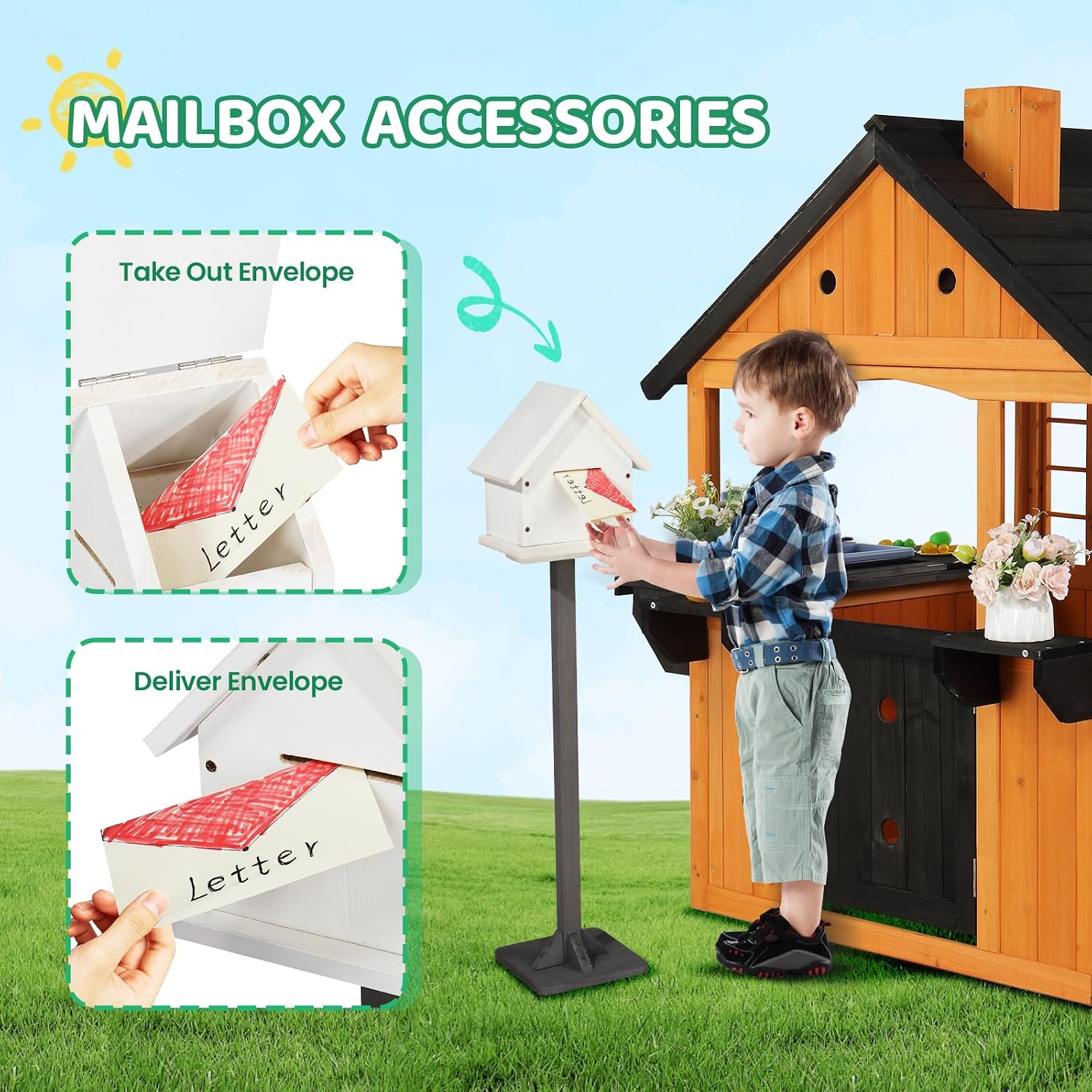 Kids Wooden Playhouse for Outd - Kids Outdoor Sink recension och pris