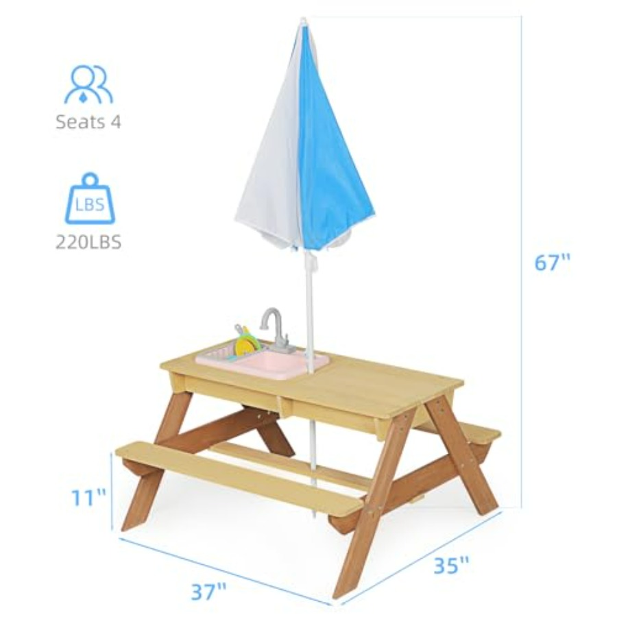 Outdoor kids picnic table with - Kids Outdoor Sink recension och pris