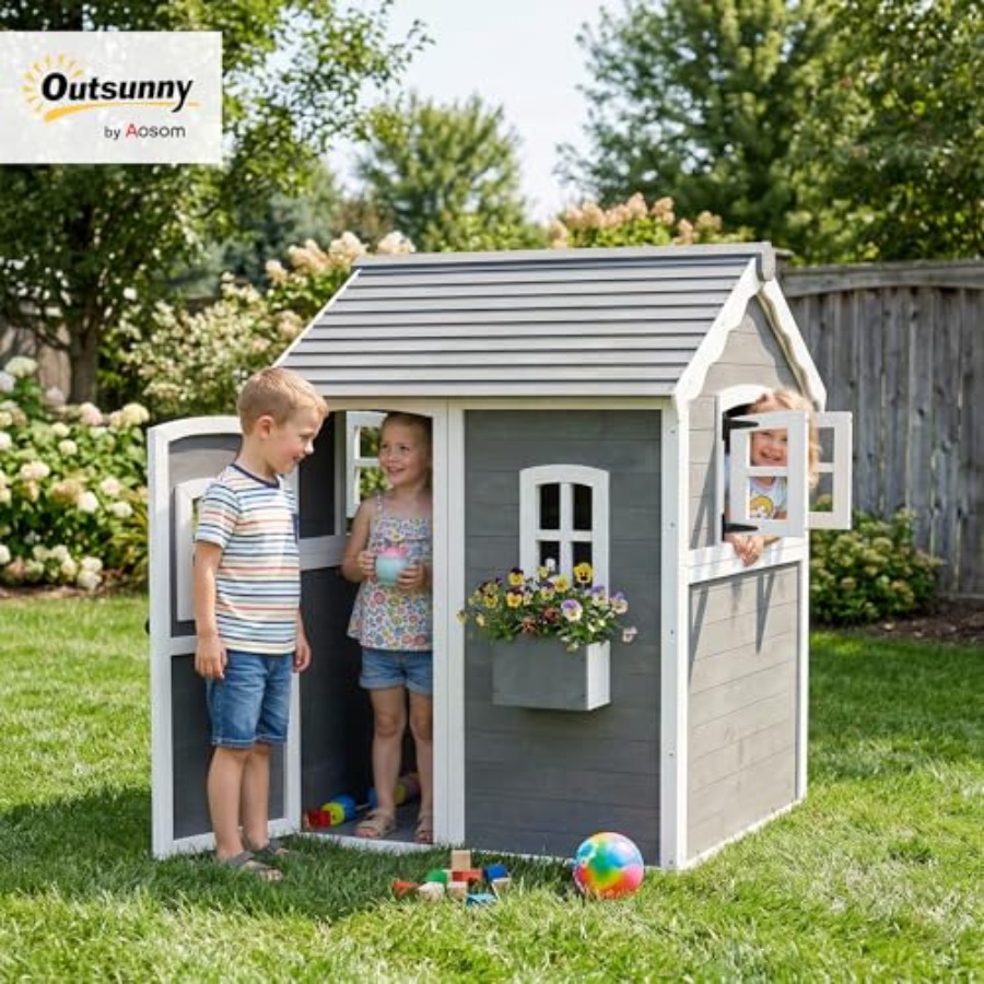Outdoor wooden playhouse for k - Kids Outdoor Wooden Playhouse recension och pris