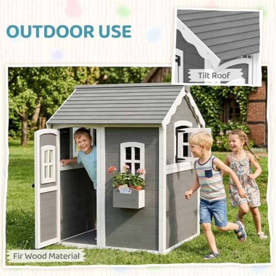 Outdoor wooden playhouse for k - Kids Outdoor Wooden Playhouse recension och pris