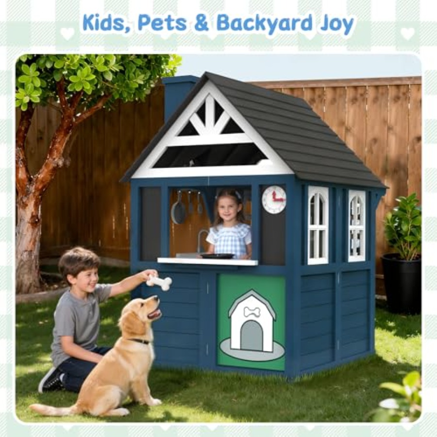 Outdoor kids playhouse: wooden - Kids Outdoor Wooden Playhouse recension och pris