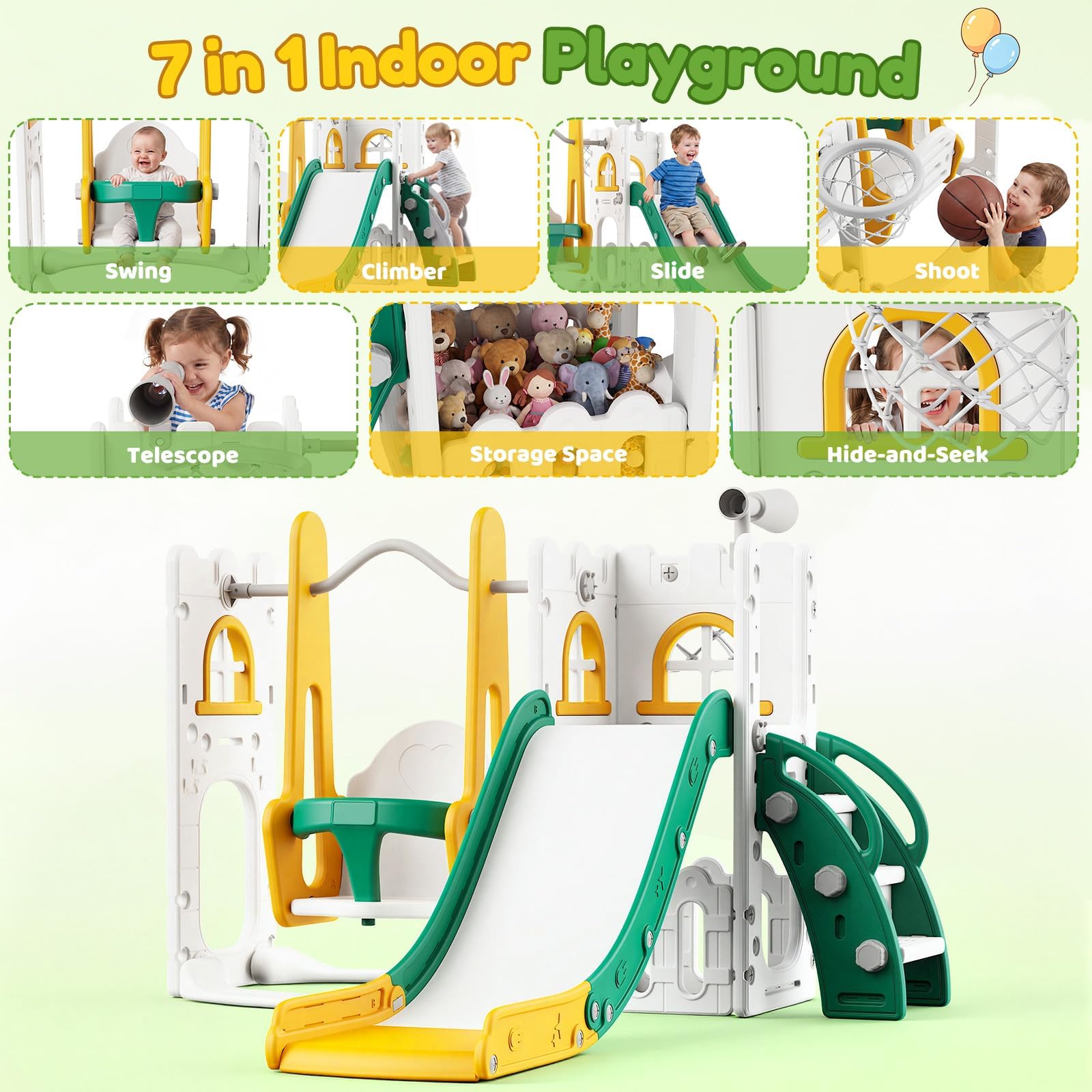 7 in 1 Toddler Slide And Swing - Kids Outdoor Playground recension och pris