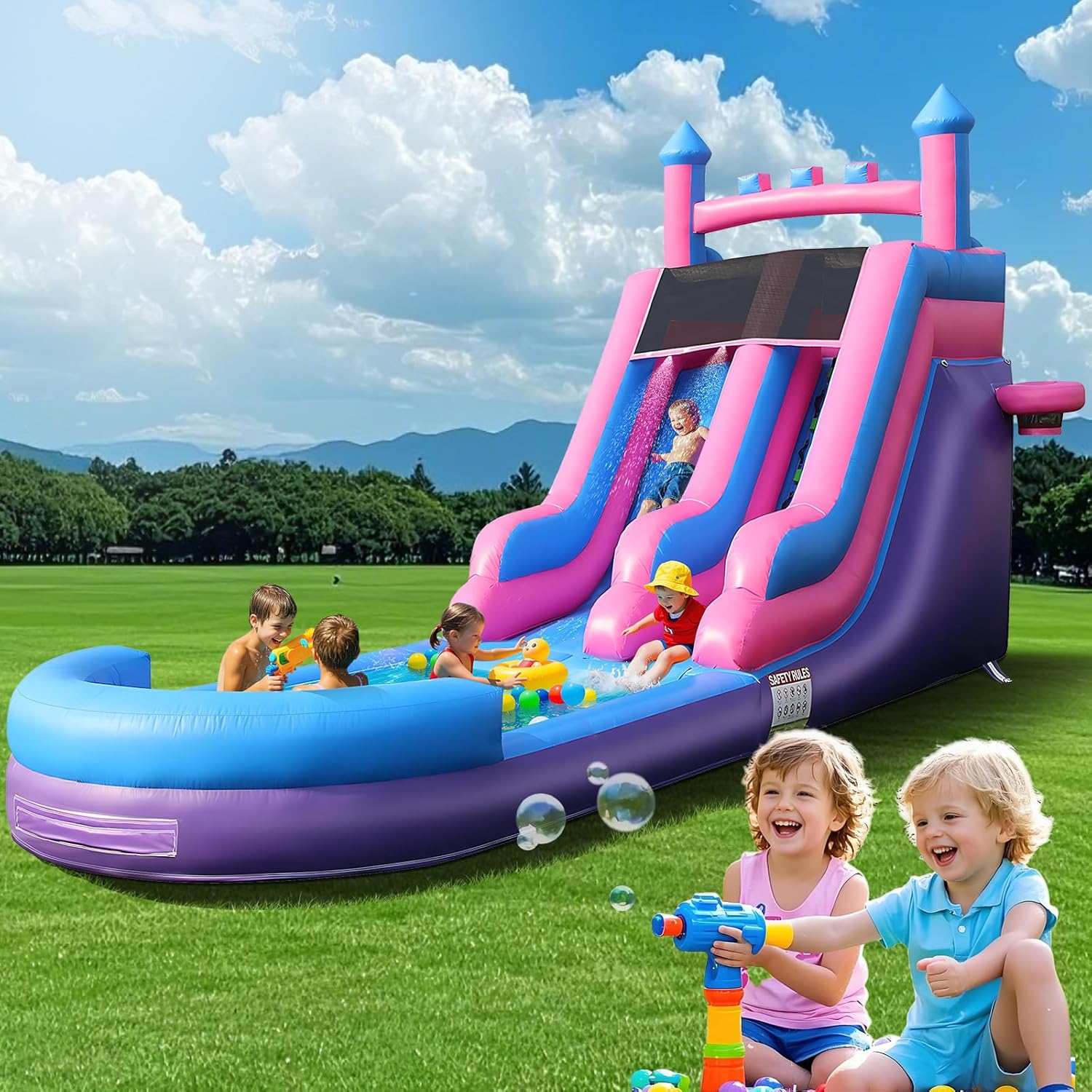 26.2 FT Heavy Duty Inflatable  - Kids Outdoor Inflatable Water Slide recension och pris