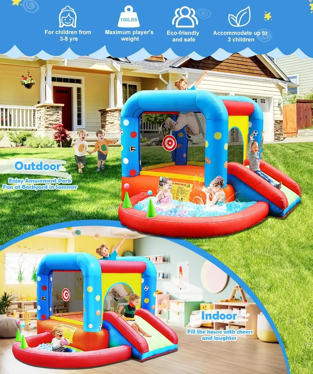 Step4Fun Inflatable Bounce Hou - Kids Outdoor Inflatable Water Slide recension och pris