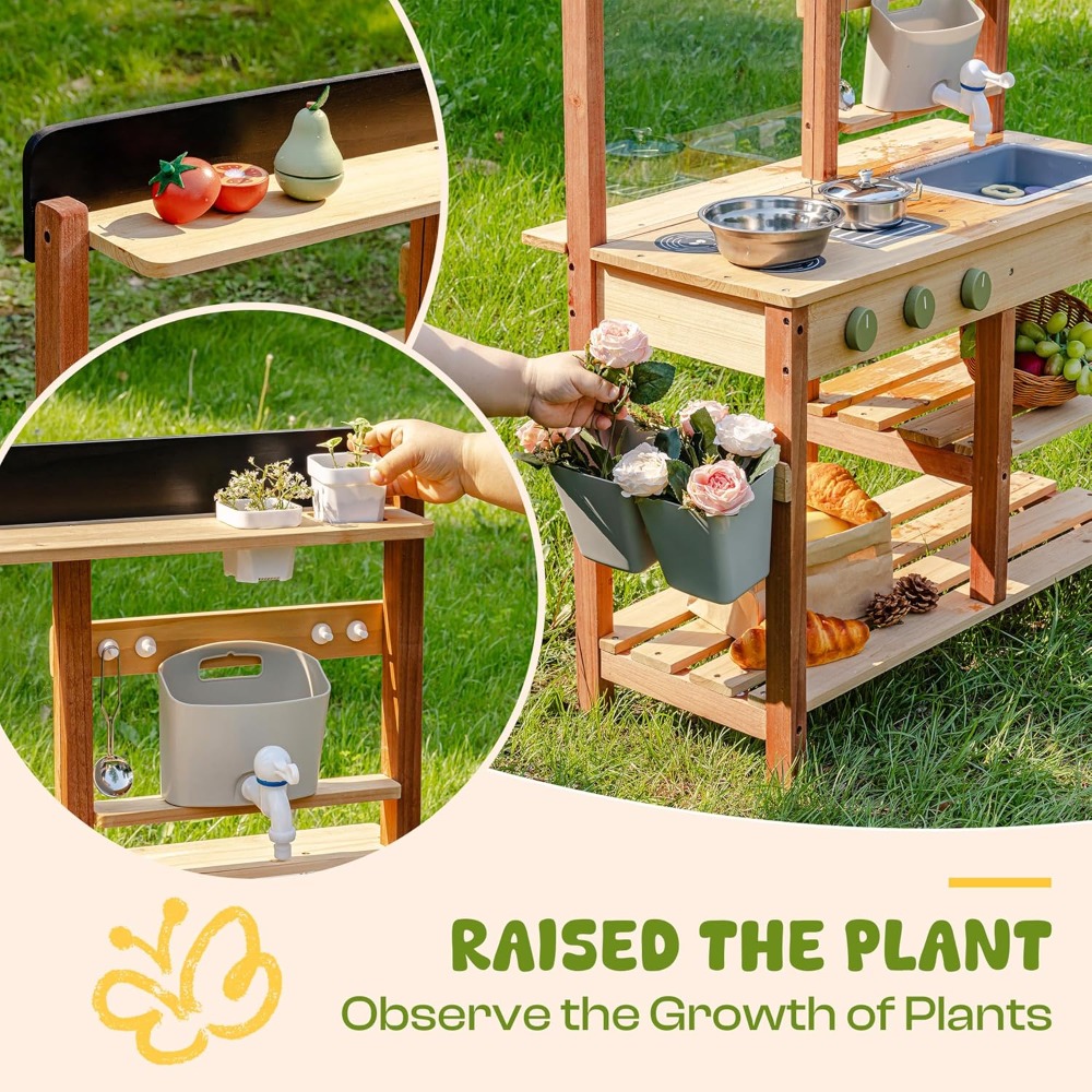 US Shipping Wooden Mud Kitchen - Kids Outdoor Sink recension och pris