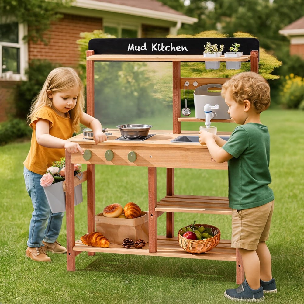 US Shipping Wooden Mud Kitchen - Kids Outdoor Sink recension och pris