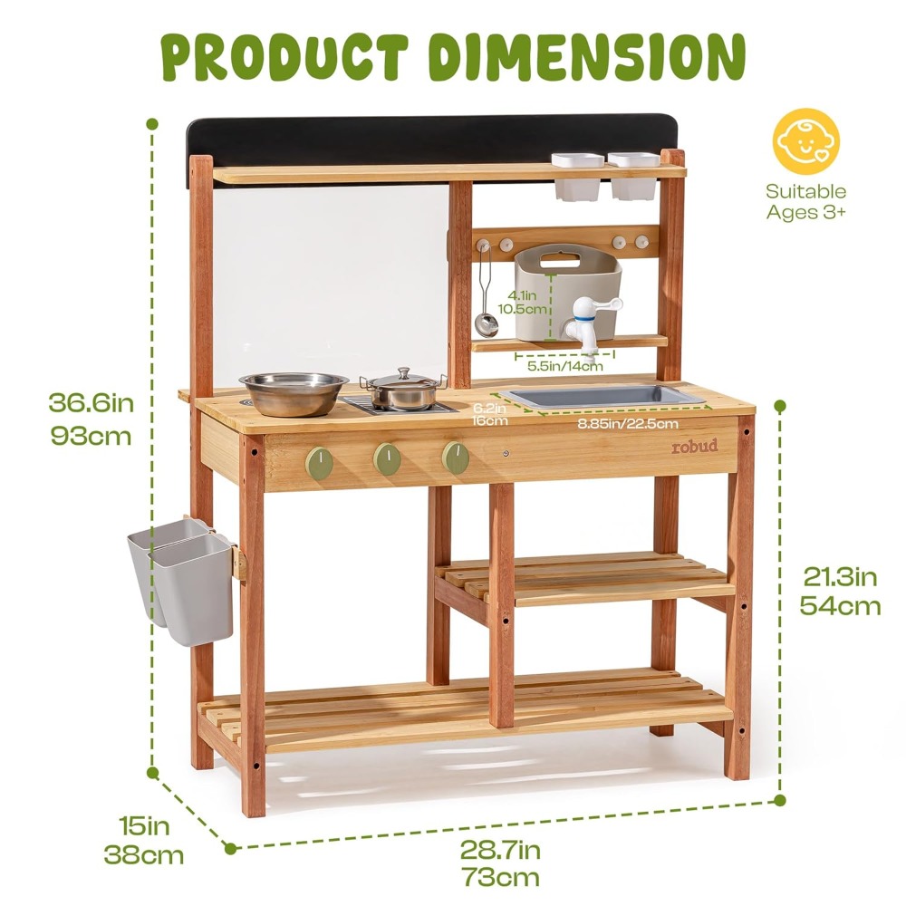 US Shipping Wooden Mud Kitchen - Kids Outdoor Sink recension och pris