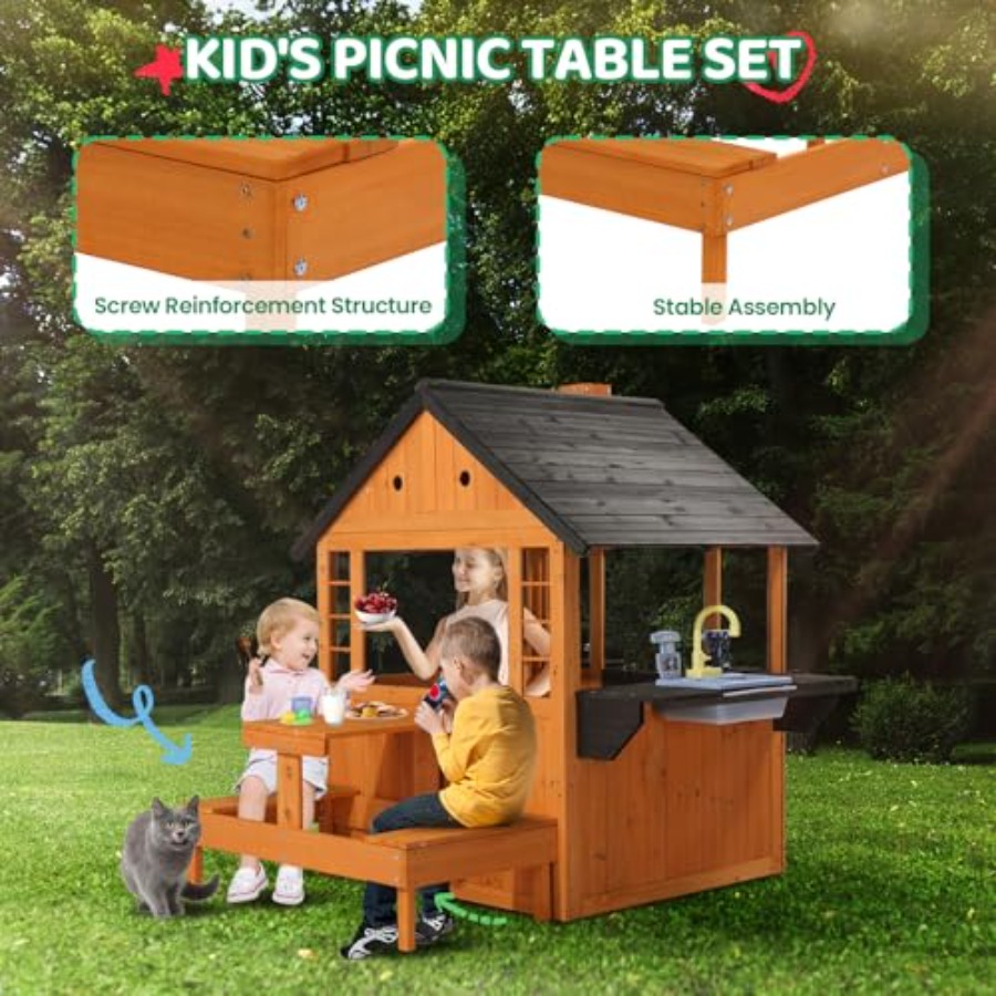 Outdoor Kids Wooden Playhouse  - Kids Outdoor Sink recension och pris