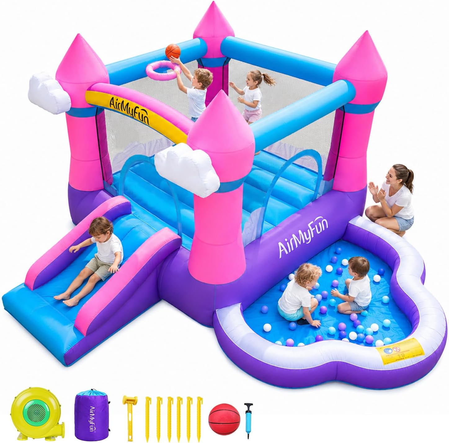 Pink Indoor/Outdoor Inflatable - Kids Outdoor Inflatable Water Slide recension och pris