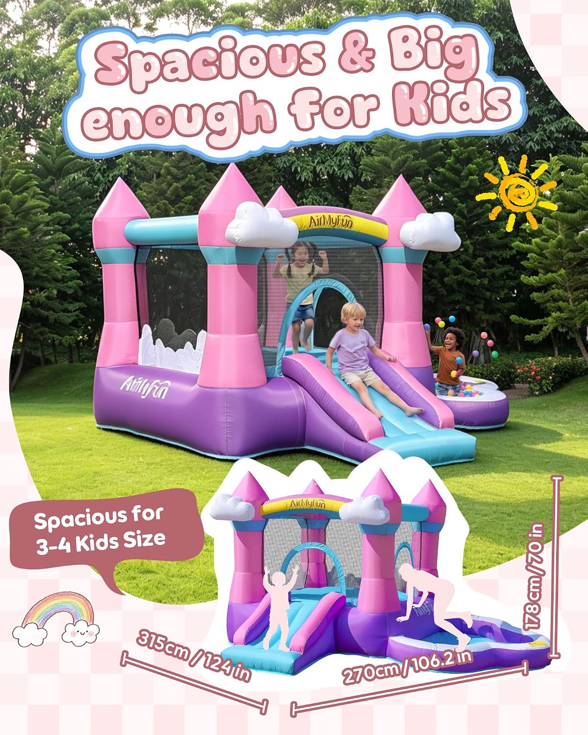 Pink Indoor/Outdoor Inflatable - Kids Outdoor Inflatable Water Slide recension och pris