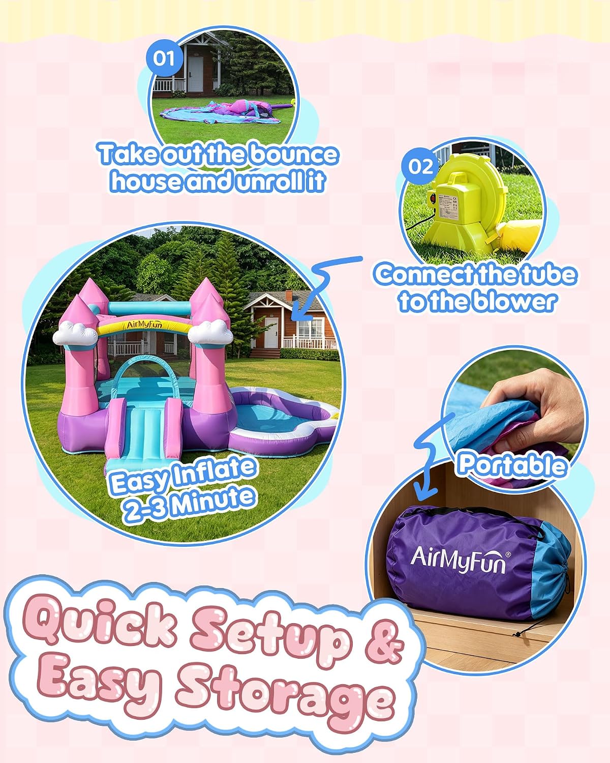 Pink Indoor/Outdoor Inflatable - Kids Outdoor Inflatable Water Slide recension och pris