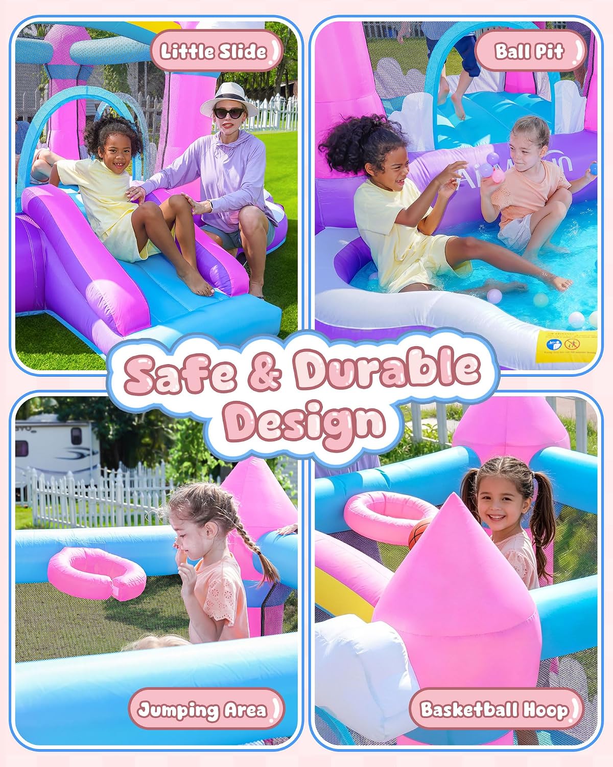 Pink Indoor/Outdoor Inflatable - Kids Outdoor Inflatable Water Slide recension och pris