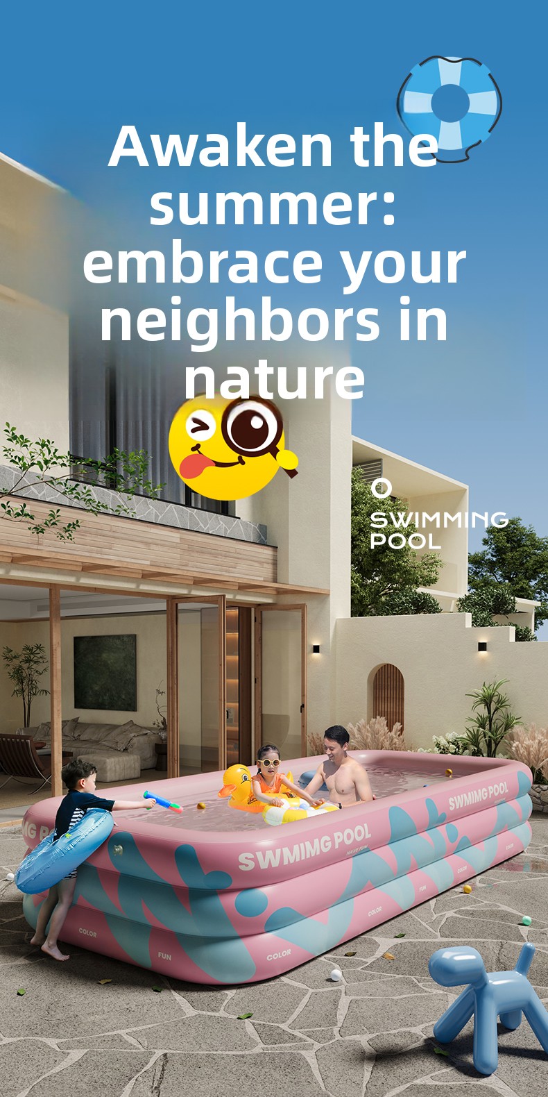Inflatable Pool With Sunshade  - Kids Outdoor Inflatable Water Slide recension och pris