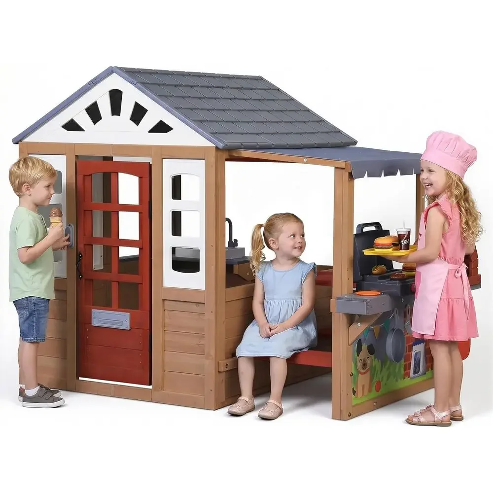 Kids Outdoor Wooden Playhouse, - Kids Outdoor Wooden Playhouse recension och pris