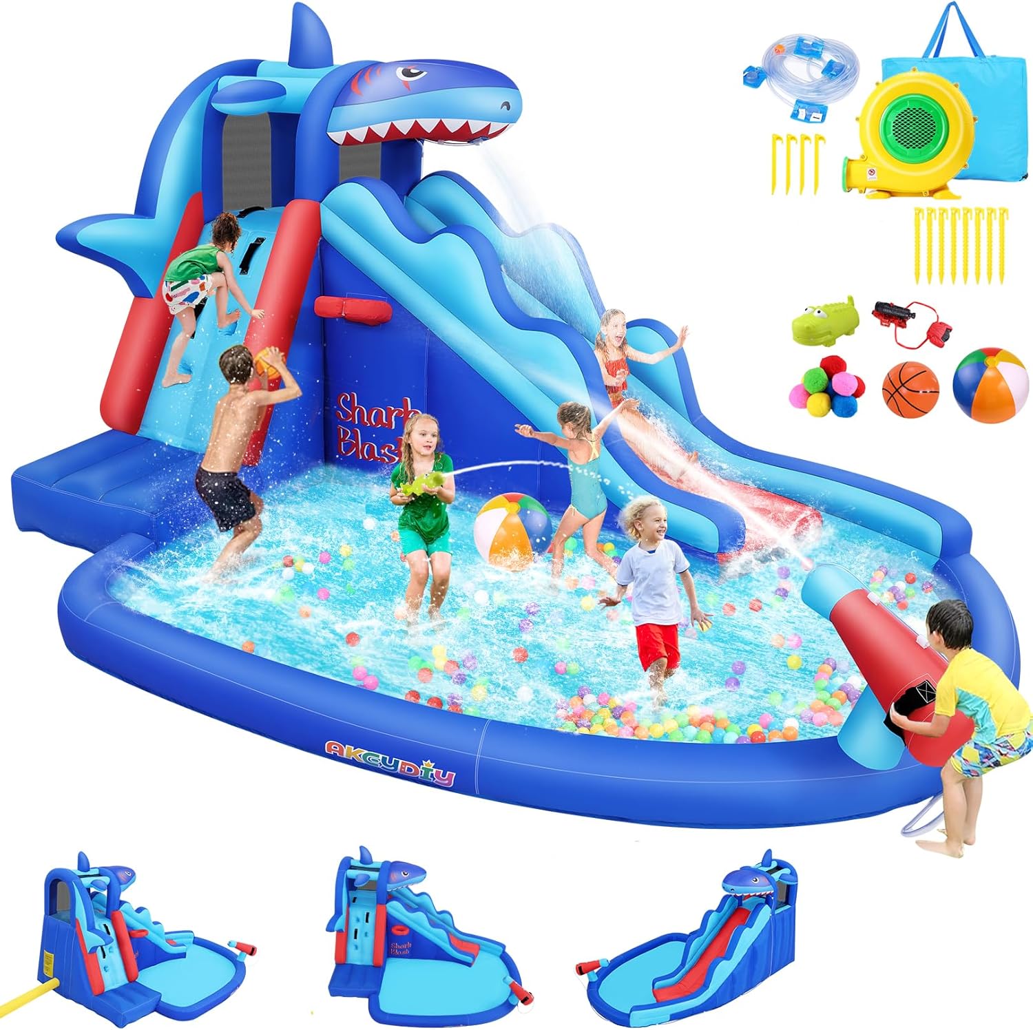 Shark-Themed Inflatable Water  - Kids Outdoor Inflatable Water Slide recension och pris