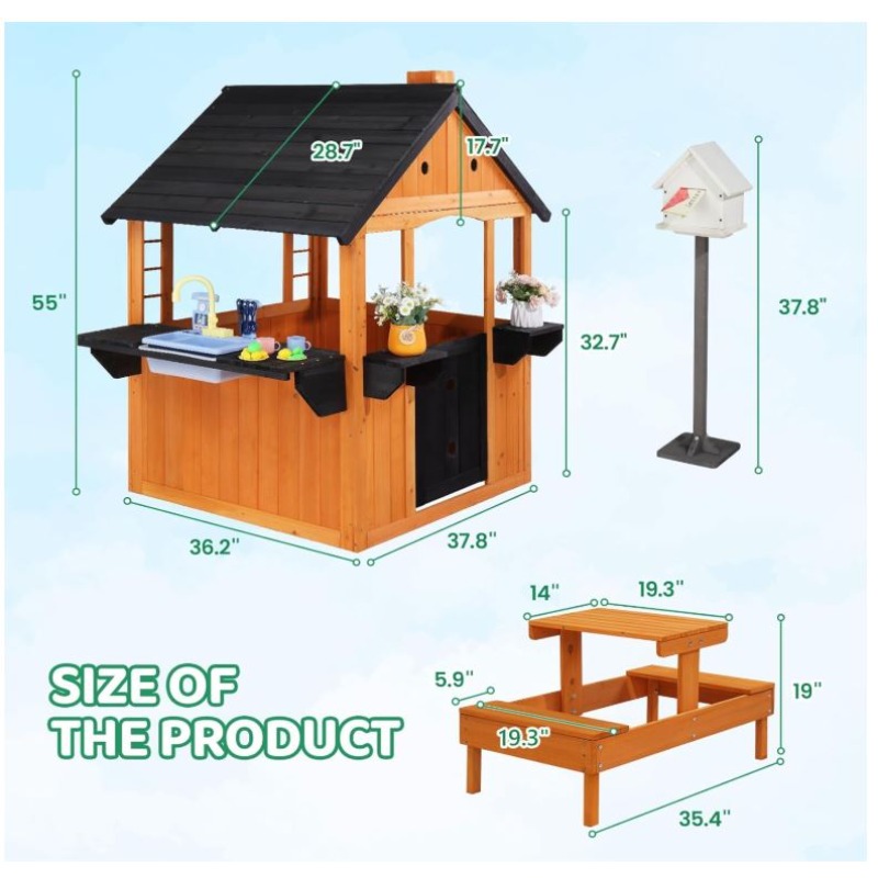 Kids Wooden Playhouse for Outd - Kids Outdoor Sink recension och pris