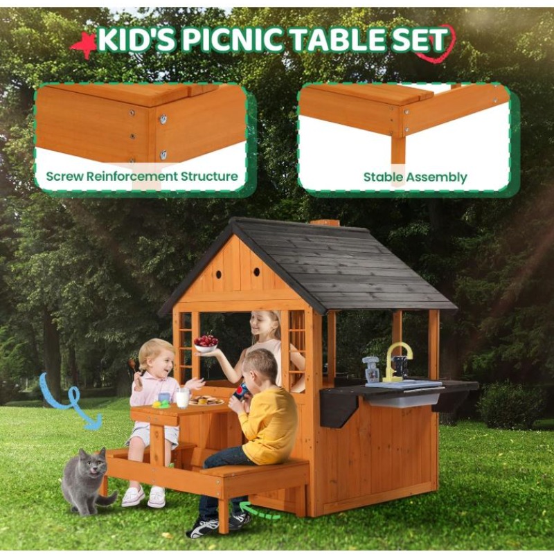 Kids Wooden Playhouse for Outd - Kids Outdoor Sink recension och pris