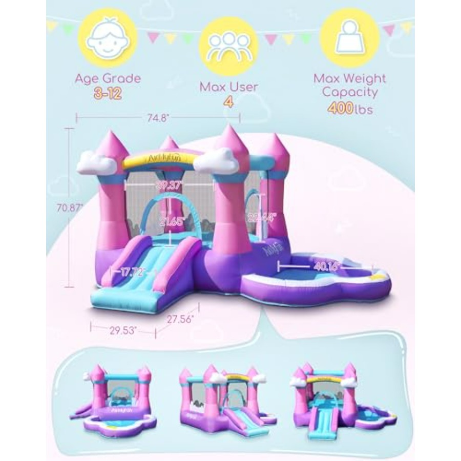 Pink inflatable bounce house f - Kids Outdoor Inflatable Water Slide recension och pris