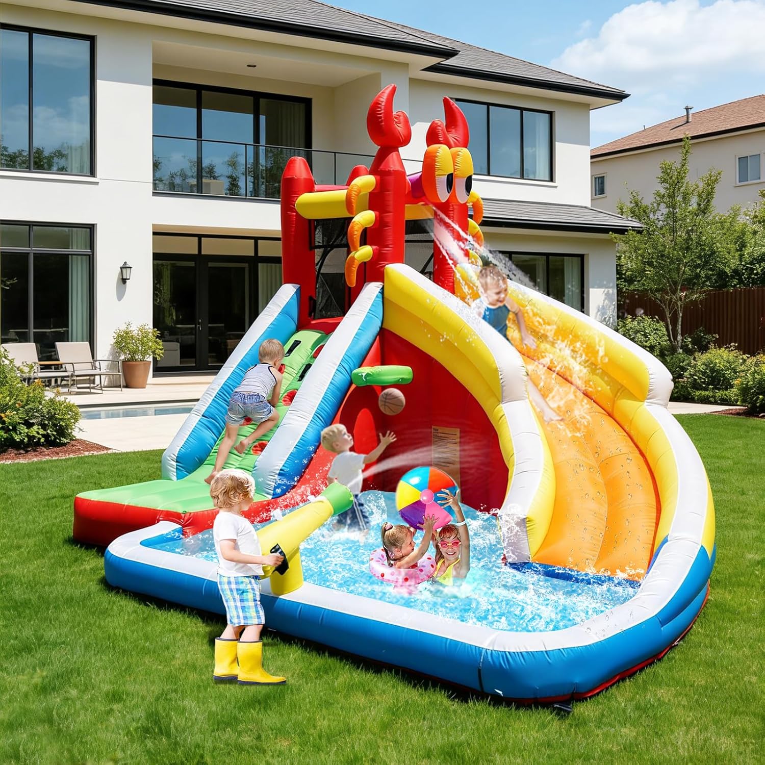 Large Inflatable Bounce House  - Kids Outdoor Inflatable Water Slide recension och pris