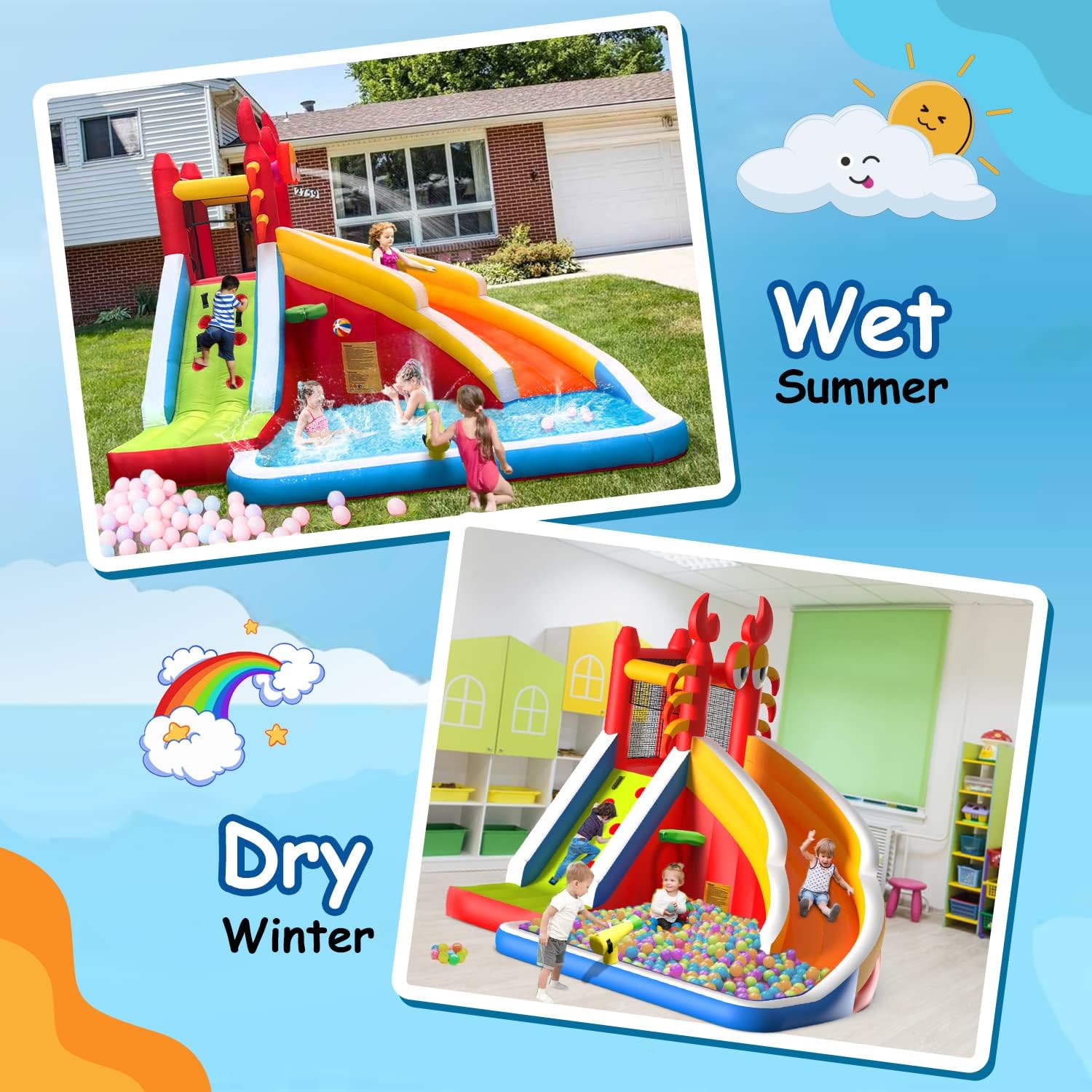 Large Inflatable Bounce House  - Kids Outdoor Inflatable Water Slide recension och pris
