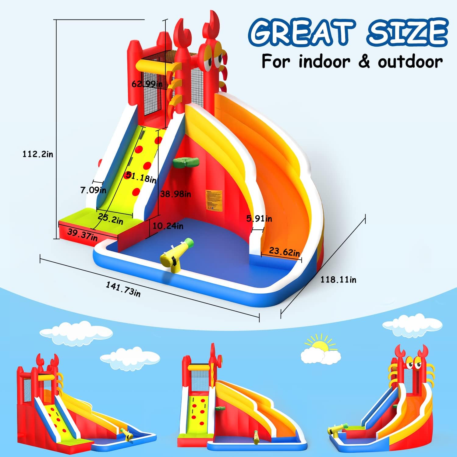 Large Inflatable Bounce House  - Kids Outdoor Inflatable Water Slide recension och pris