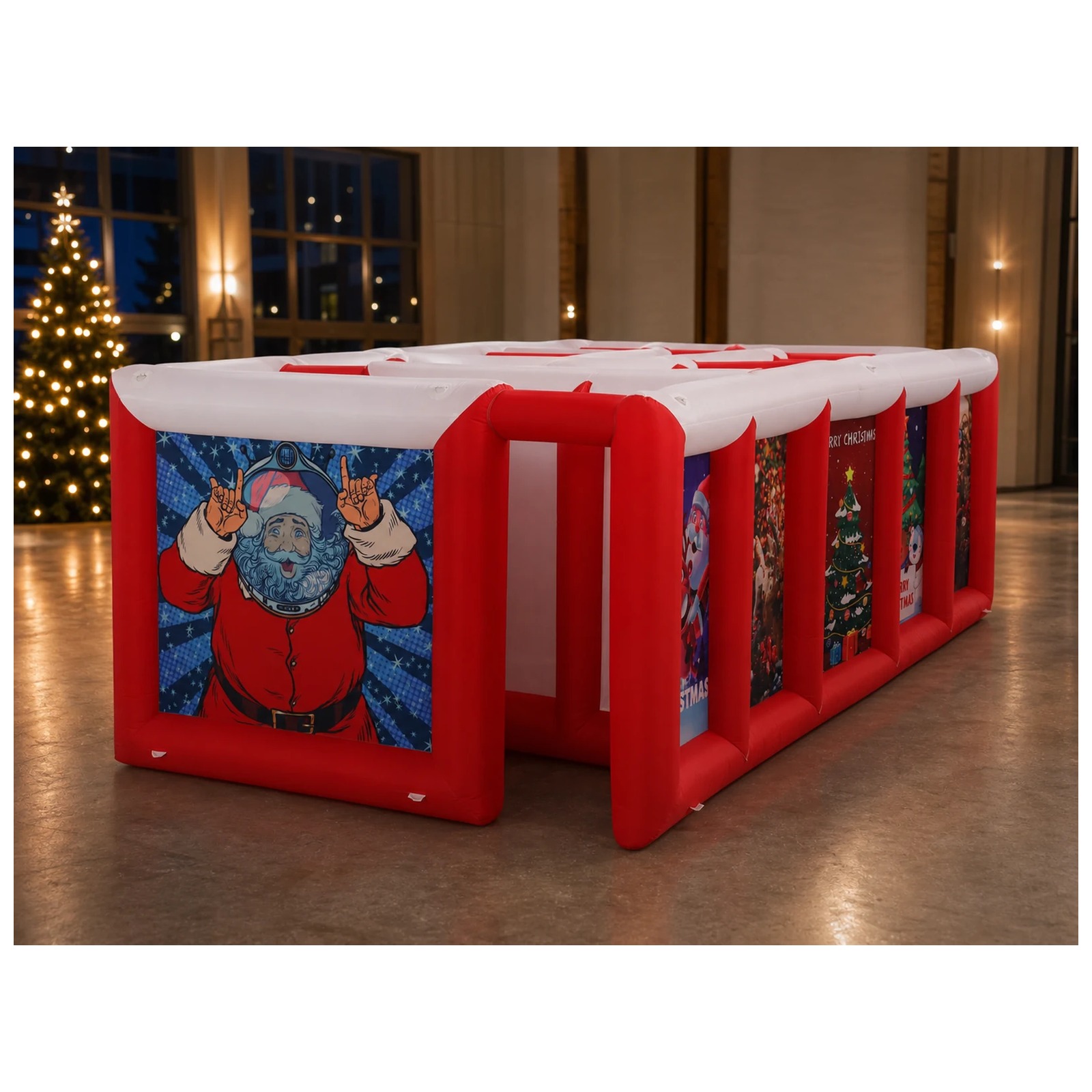 Large Red White Flat Roof Infl - Kids Outdoor Games For Party recension och pris
