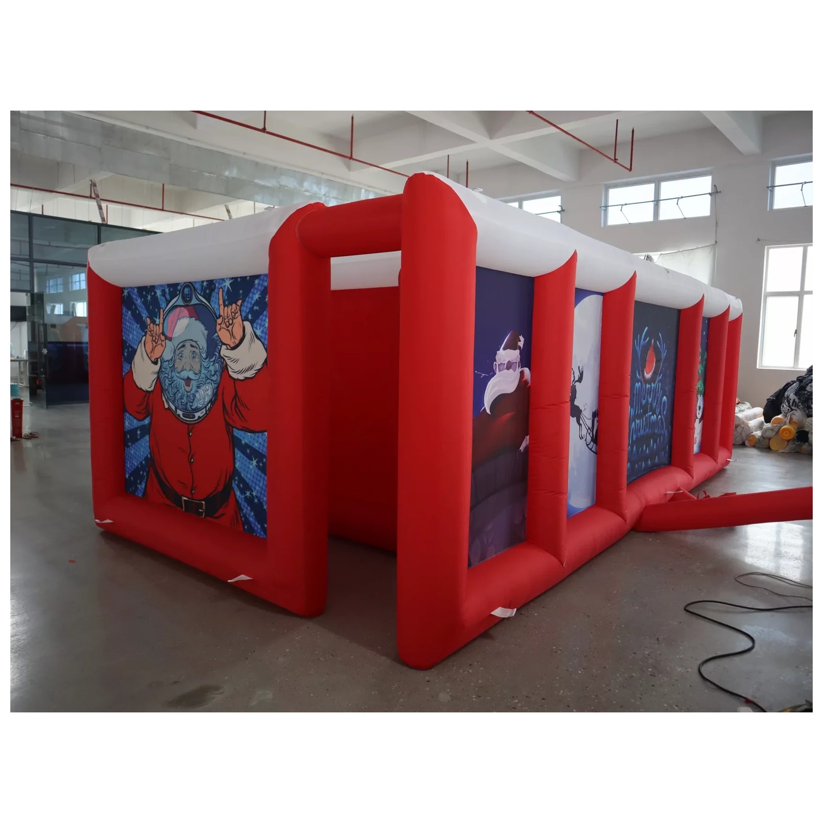 Large Red White Flat Roof Infl - Kids Outdoor Games For Party recension och pris