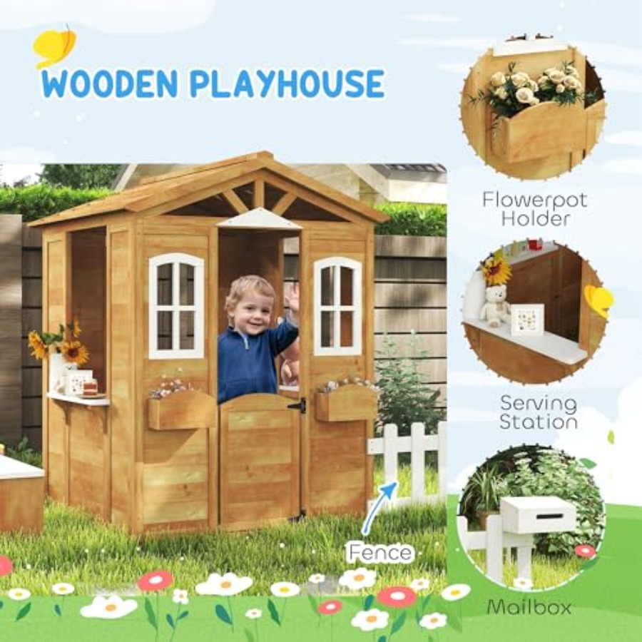 Outdoor playhouse for kids age - Kids Outdoor Wooden Playhouse recension och pris